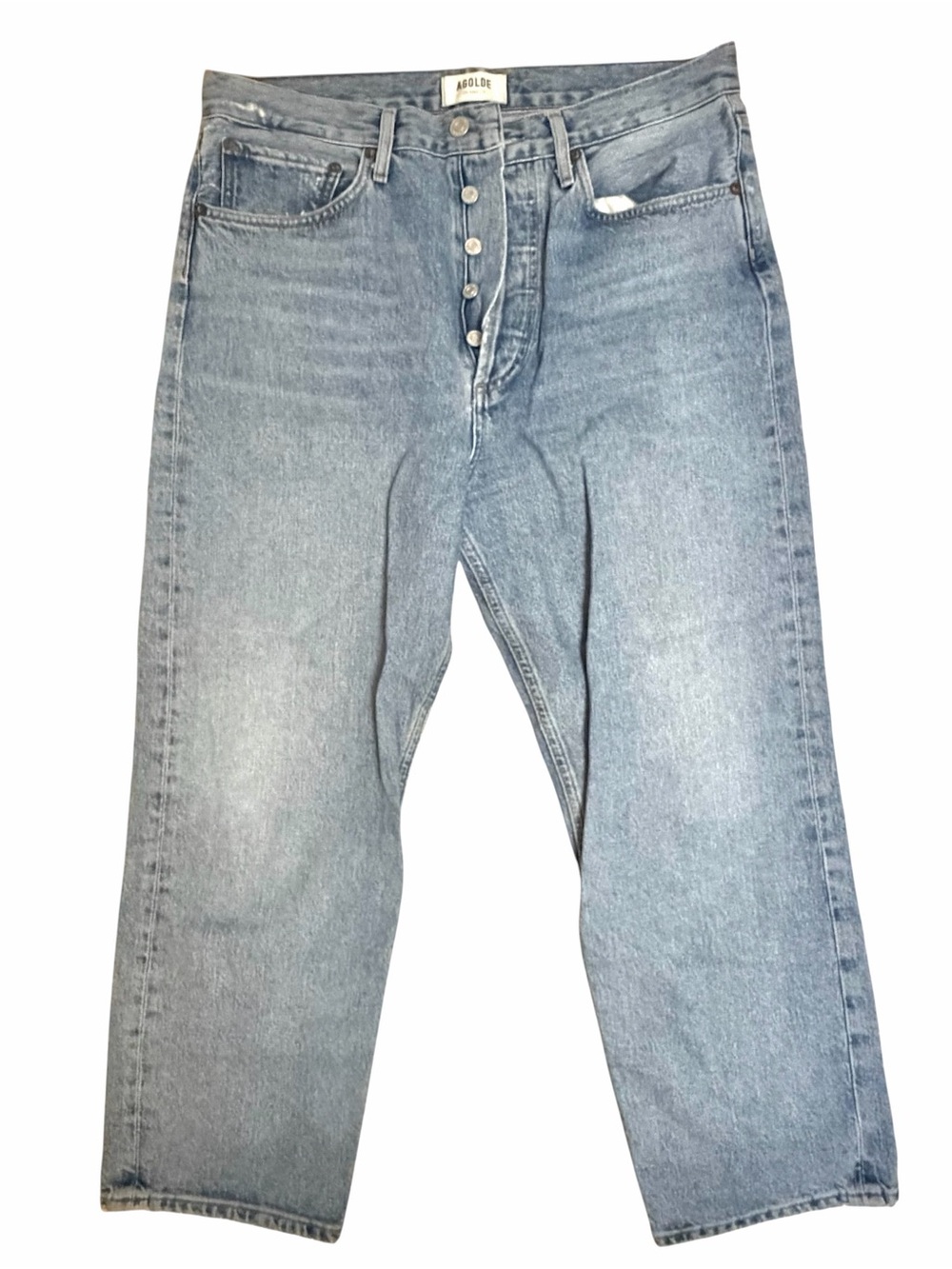 Agolde Nico Jean High Rise Button Fly Denim Blue